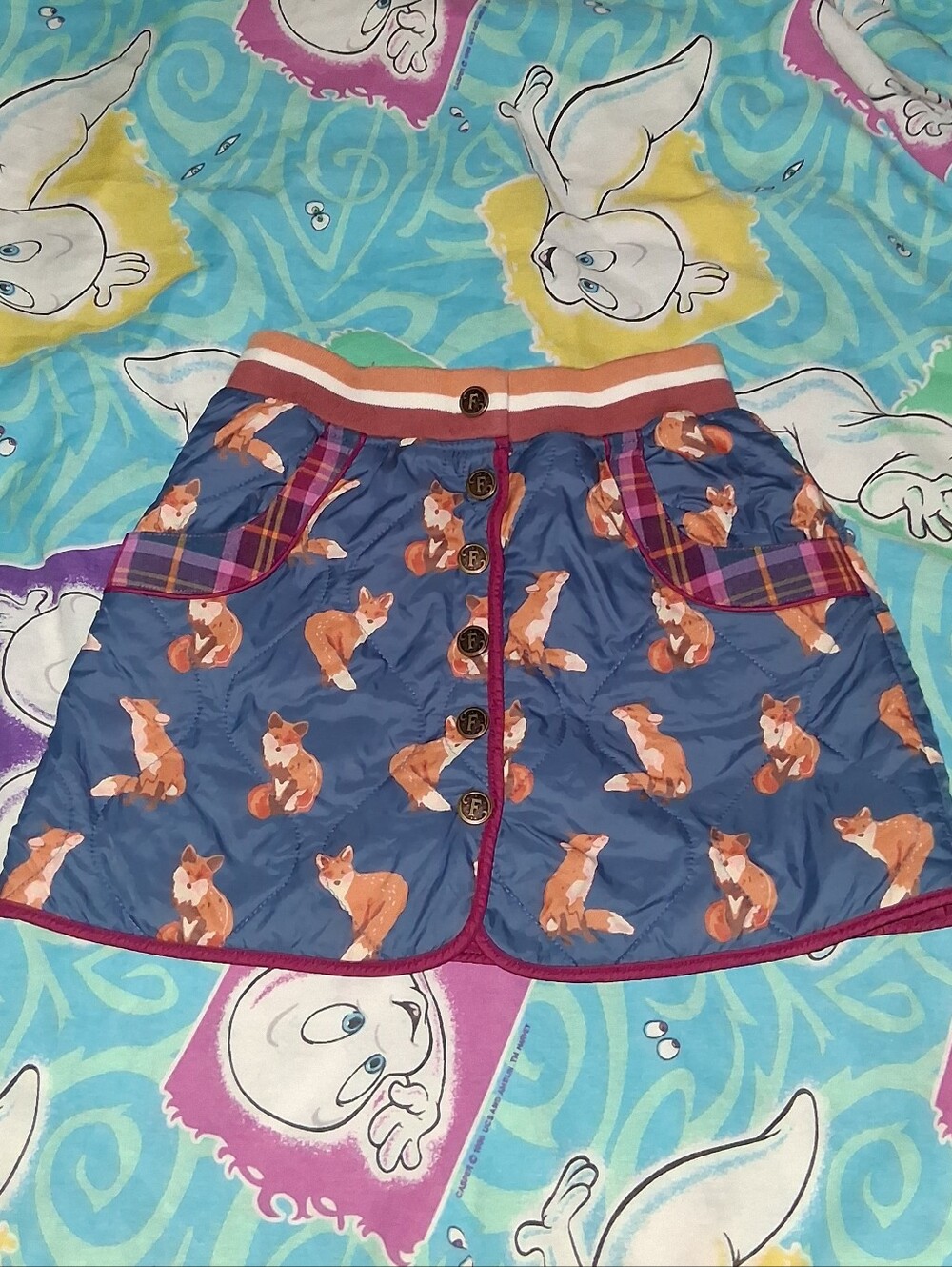Finding Foxtale Quilted Button Up Skirt Fox